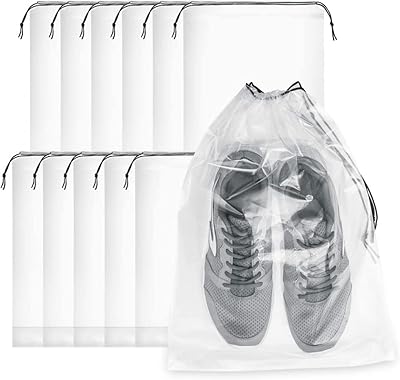 Ensemble de 12 sacs de rangement transparents goodrun, sac à chaussures en plastique