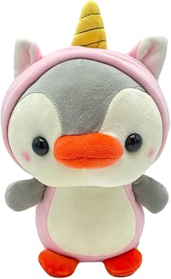 Peluche pingouin licorne en peluche, pingouin de dessin animé mignon, oreiller en peluche