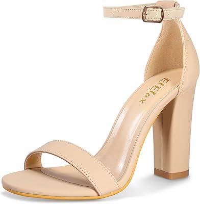 Elelax noir nu argent femmes talons hauts épais femmes sandales à bretelles chaussures