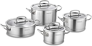 Batterie de cuisine korkmaz proline 8 pièces en acier inoxydable, argent, a1147