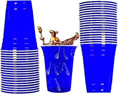 Gobelets en plastique bleus atozs, gobelets de fête en plastique bleu de 16