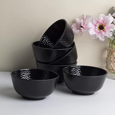 Bol de service marquette 99, martelé, mélamine, noir, paquet de 6