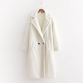 Meiiseoseo manteau femmes femmes teddy cachemire blanc lâche outwear femme élégant double boutonnage