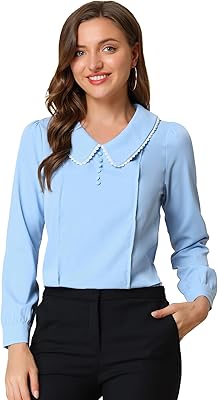Chemise en mousseline à manches longues et col claudine pour femme, pour le travail