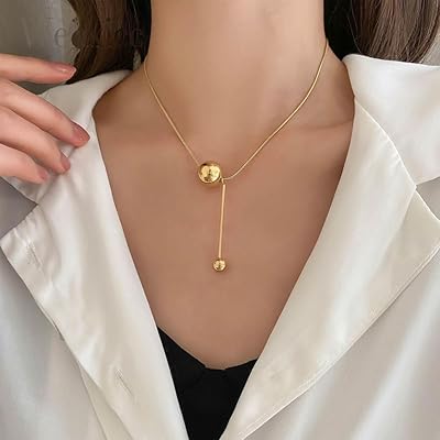 Goodrun collier de perles boule pour femme, personnalisé exquis grand collier de cercle