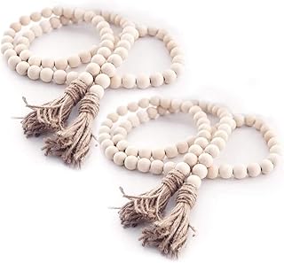 Couronne de perles en bois grp ambi avec frange - 2 pièces