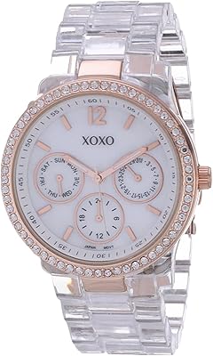 Montre femme xoxo, mouvement quartz, affichage analogique et bracelet plastique, xo5528, or rose