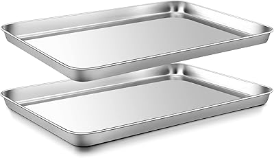 Lot de 2 plaques de cuisson rectangulaires onader en acier inoxydable, grandes plaques