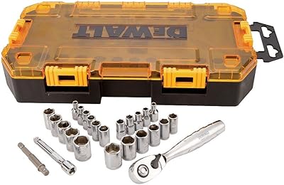 Jeu de douilles à entraînement métrique/sai dewalt, entraînement 1/4", 25 pièces (dwmt73805)