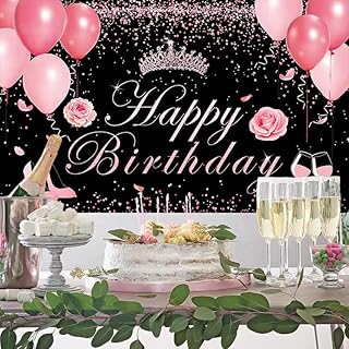 Joyeux anniversaire toile de fond rose paillettes tissu bannière anniversaire fond ballons vin tasse photographie fond décorations de fête d'anniversaire pour femmes filles fournitures d'anniversaire. La marketplace qui fait du bien à votre budget : Diaytar