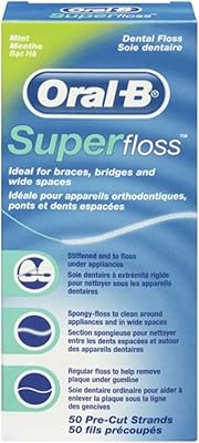 Soie dentaire oral-b super floss menthe pour ponts orthodontiques - 50 bandes