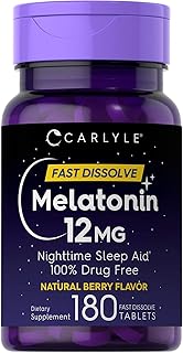 Mélatonine | 12 mg à dissolution rapide | 180 gélules | aide au sommeil nocturne | arôme naturel de baies | végétalien, sans ogm, sans gluten. Diaytar : L'excellence du service, la douceur des prix