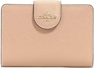 Portefeuille zippé pour femme de taille moyenne en cuir grainé, fermeture éclair ronde