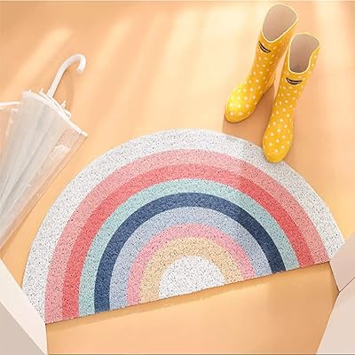 Paillasson arc-en-ciel zdinex demi-rond imprimé arc-en-ciel tapis de porte extérieur absorbant et antidérapant