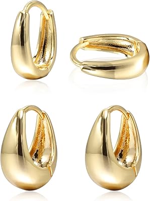 Boucles d'oreilles plaquées or 18 carats pour femmes (créoles)|petites boucles d'oreilles huggie