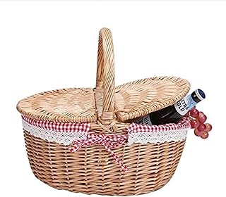 Panier de pique-nique en osier fait main avec poignée, panier de pique-nique