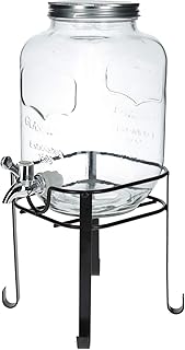 Distributeur de boissons en verre orchid 4l avec support robinet et couvercle