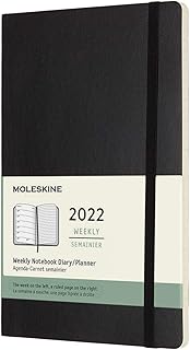 Agenda hebdomadaire classique 12 mois moleskine 2022, couverture souple, taille l