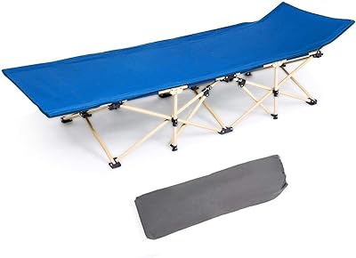 Le lit de camping pliant est stable en camping, portable et utilisé à