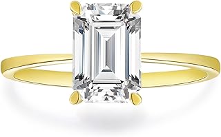 Bague de fiançailles en moissanite taille émeraude 2 carats, bague de fiançailles classique