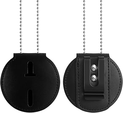 Porte-badge de police porte-badge en cuir de vache universel clip fixe en métal