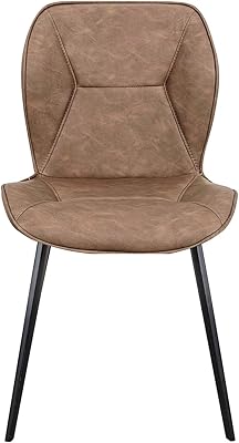 Chaise de salle à manger contemporaine vintage lani, siège en simili cuir marron