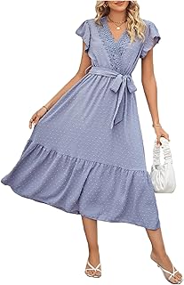 Robe à lacets à pois et col en v pour femme