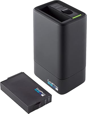 Chargeur de batterie double gopro fusion + batterie asdbc-001, noir