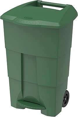 Poubelle cosmoplast avec pédale et roulettes, 125 litres, vert foncé