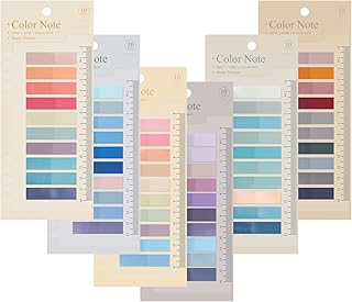 1200 onglets d'index adhésifs, 6 feuilles d'onglets d'index colorés inscriptibles avec règle