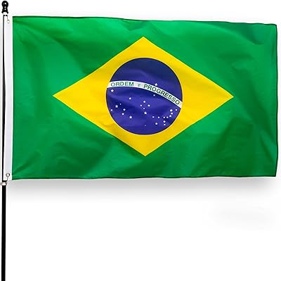 Drapeau danfe du brésil 3 x 5 pieds en polyester épais, résistant à