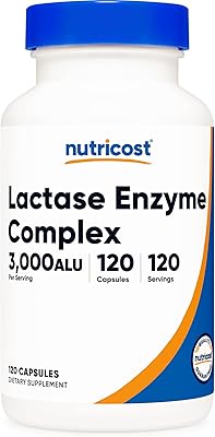 Nutricost lactase enzyme complex 3000 fcc aloe, 120 capsules végétariennes - sans ogm