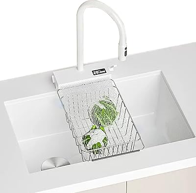 Évier de cuisine sous évier en acier inoxydable blanc avec affichage de la température, évier blanc (taille : 68 x 43 x 21 cm). Révolutionnez votre façon d'acheter avec Diaytar