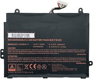 Batterie de remplacement 55wh 3500mah 15,2v p950bat-4 6-87-p950s-51e00 pour clevo p950hp6 et sager