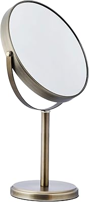 Miroir de maquillage grossissant double face moderne amazonbasics, long, étain