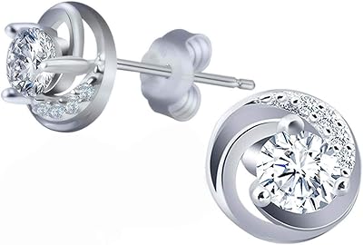 Boucles d'oreilles à tige en cristal swarovski plaqué or 18 carats et argent