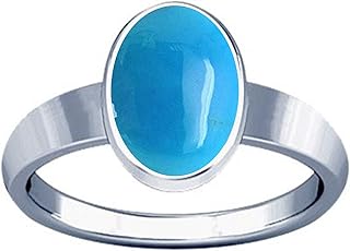 Bague en argent divya shakti au design uni avec pierre précieuse turquoise 4,25-4,50