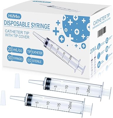 Paquet de 50 seringues de 20 ml avec embout de cathéter et capuchon