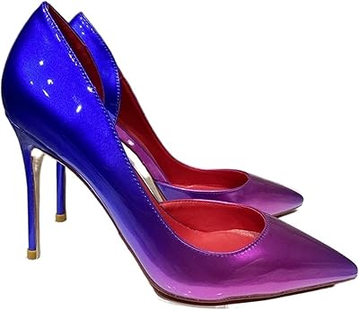 Walkfb talons pour femmes habillés bleu violet femmes coupe latérale bout pointu chaussures