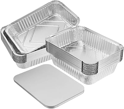 Récipients rectangulaires jetables en aluminium de 890 ml avec couvercles robustes pour la cuisson,