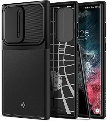 Coque spigen optic armor conçue pour samsung galaxy s22 ultra (2022) - noir