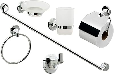 Ensemble d'accessoires muraux de salle de bain, argent