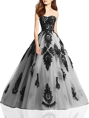 Robe de soirée longue corset gothique en dentelle noire pour bal et soirée