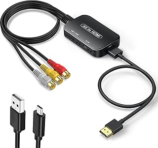 Adaptateur rca vers hdmi, convertisseur viajkiki av vers hdmi, convertisseur audio vidéo composite