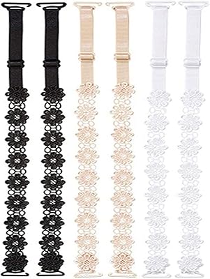 6 pièces soutien-gorge en dentelle florale pour femme, bandoulière de remplacement réglable, noir