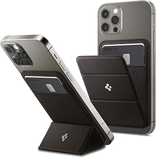 Porte-cartes pliable magnétique spigen (magfit) conçu pour magsafe avec béquille compatible