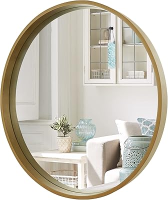Miroir rond wallbeyond avec cadre en bois grande décoration ronde moderne de 28