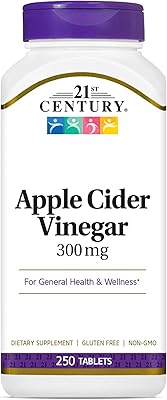 Comprimés de vinaigre de cidre de pomme du 21e siècle, 300 mg, 250