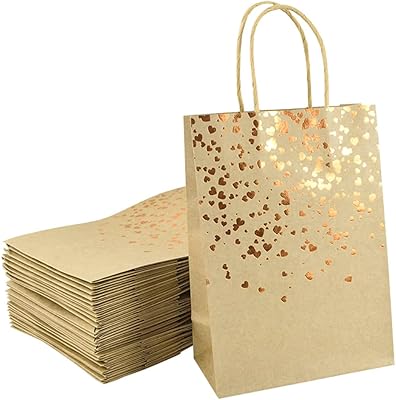 12 pièces sacs de fête en papier kraft bronze, sacs de fête d'anniversaire