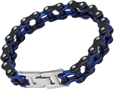Bracelet chaîne de moto, bracelet chaîne unique en acier inoxydable pour femmes, cadeaux de vacances et cadeaux d'anniversaire pour hommes (noir pour chambre bleu). Votre marketplace de proximité digitale : Diaytar